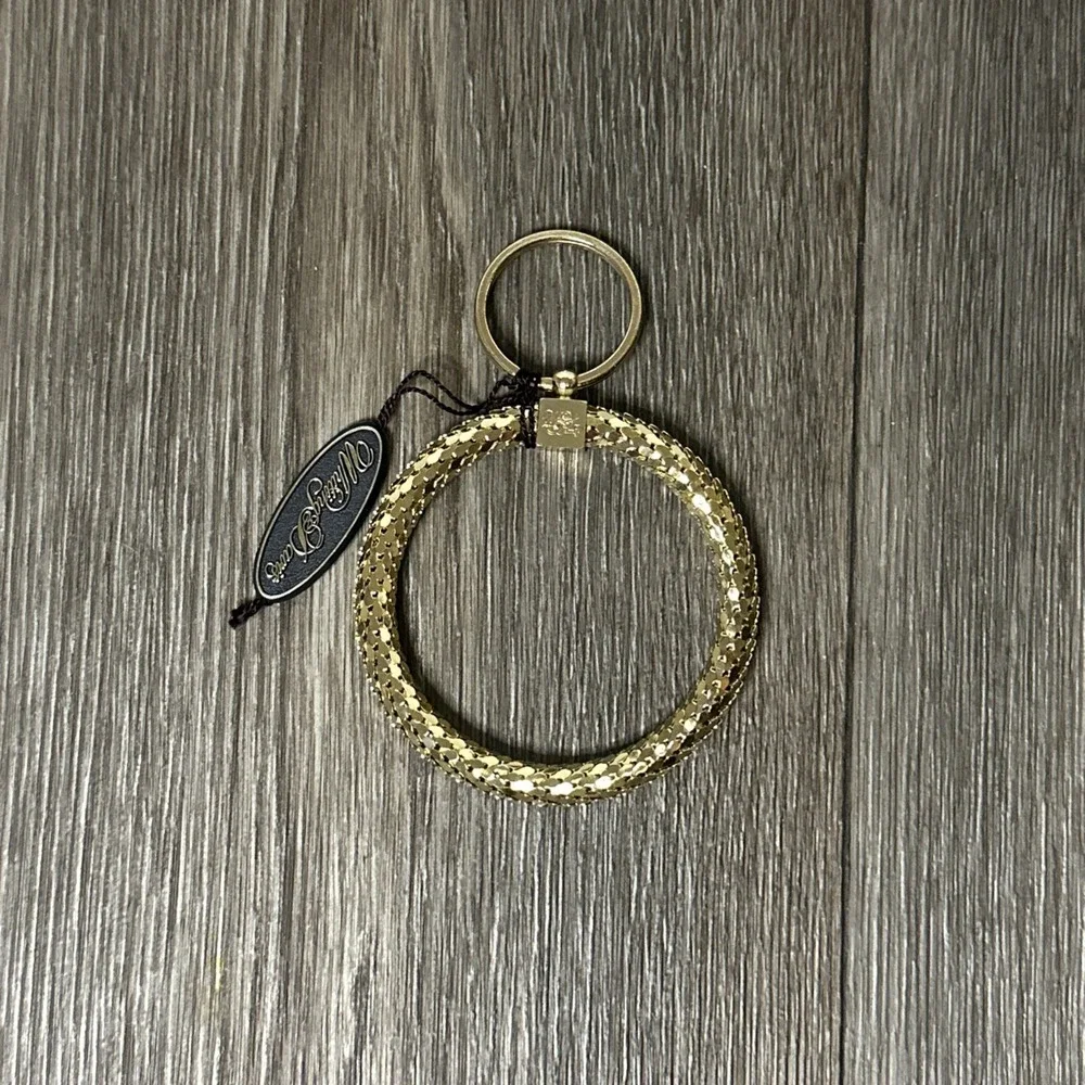 Whiting & Davis Keychain Ring Gold Mesh Original Tag Loop Key Ring USA Vintage